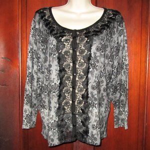 Fever's Gorgeous Lace Sweater w/3/4-Sleeves,  Women's XL - NEW w/out Tags B4
